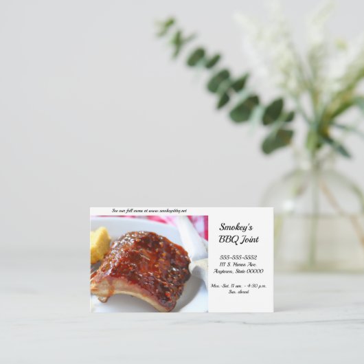 Grillgerichte Rippenküche mit Maisbrot Visitenkarte (Stehend Vorderseite)