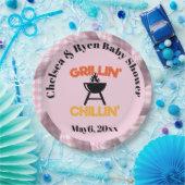 Grillin&chillin Baby q Gingham baby shower  Pappteller (Party)