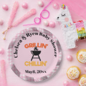 Grillin&chillin Baby q Gingham baby shower  Pappteller (Party)