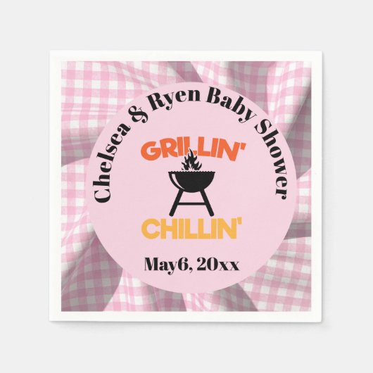 Grillin&chillin Baby q Gingham baby shower  Serviette (Vorderseite)
