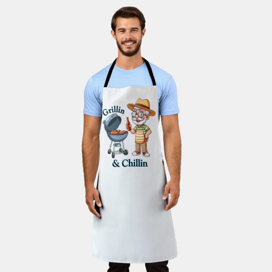 Grillin’ & Chillin" — Funny GRILLEN Design für Vat Schürze (Getragen)