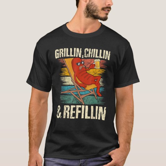 Grillin Chillin Refillin Grill Master Vater Beer G T-Shirt (Vorderseite)