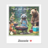 "Grillin" mit Freunden Aufkleber (Blatt)