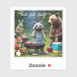 "Grillin" mit Freunden Aufkleber