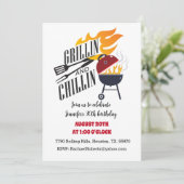 Grillin N Chillin Backyard Cookout GRILLEN Birthda Einladung (Stehend Vorderseite)