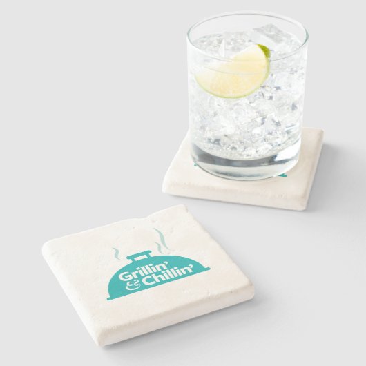 Grillin u. Chillin Steinuntersetzer (Seitenansicht)