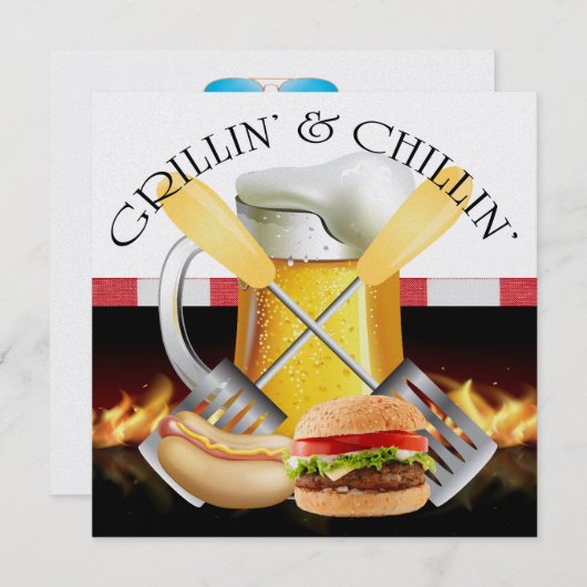 Grillin' und Chillin' Einladung (Vorne/Hinten)