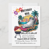 Grillin und Chillin Geburtstagskatze Einladung (Vorderseite)