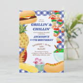 Grillin und Chillin GRILLEN Birthday Party Einladung (Stehend Vorderseite)