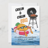Grillin und Chillin GRILLEN Birthday Pool Party Einladung (Vorderseite)
