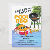 Grillin und Chillin GRILLEN Birthday Pool Party In Einladung (Vorderseite)