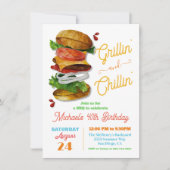 Grillin und Chillin GRILLEN Hamburger Birthday Einladung (Vorderseite)