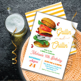 Grillin und Chillin GRILLEN Hamburger Birthday Einladung