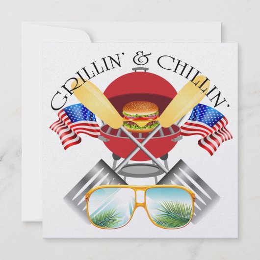 Grillin' und Chillin' Patriotic Einladung (Vorderseite)
