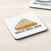 Grillkäse Queen Funny Grilled Cheese Getränkeuntersetzer (Linke Seite)