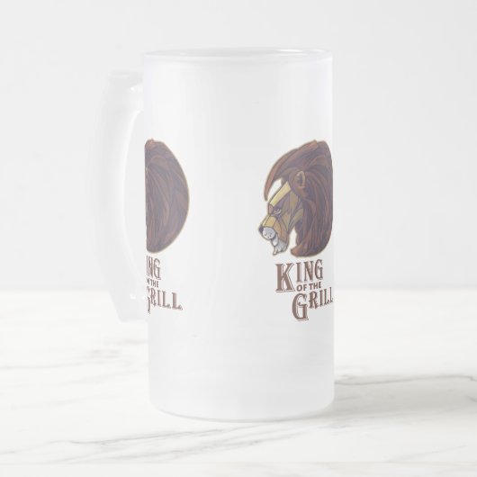 Grillkönig Mattglas Bierglas (Vorderseite Links)