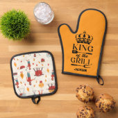 Grillkönig Ofenhandschuh & Topflappen-Set (Oben Unten)