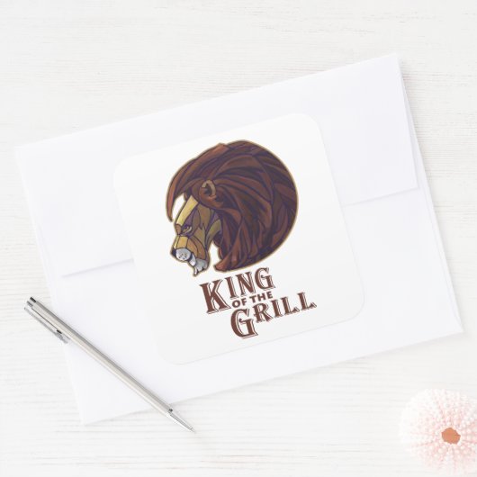 Grillkönig Quadratischer Aufkleber (Umschlag)