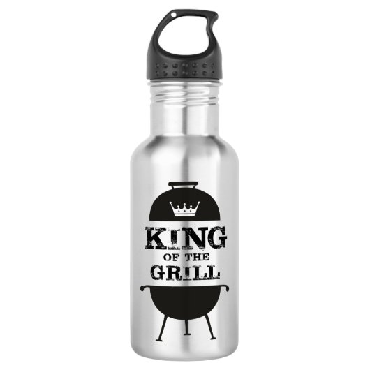 Grillkönig, Schwarz-weiße Krone Edelstahlflasche (Vorderseite)