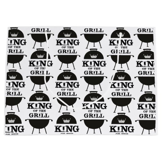 Grillkönig, Schwarz-weiße Krone Große Geschenktüte (Vorderseite)