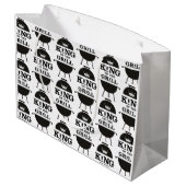 Grillkönig, Schwarz-weiße Krone Große Geschenktüte (Rückseite Schrägansicht)