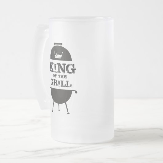 Grillkönig, Schwarz-weiße Krone Mattglas Bierglas (Vorderseite Links)