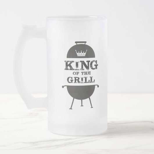 Grillkönig, Schwarz-weiße Krone Mattglas Bierglas (Links)