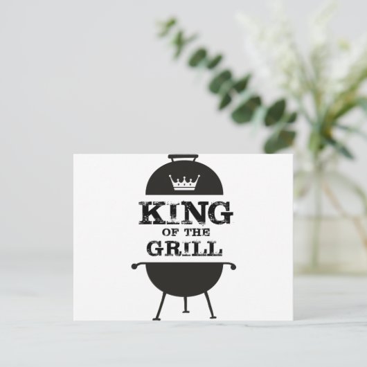 Grillkönig, Schwarz-weiße Krone Postkarte (Stehend Vorderseite)