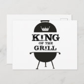 Grillkönig, Schwarz-weiße Krone Postkarte (Vorne/Hinten)