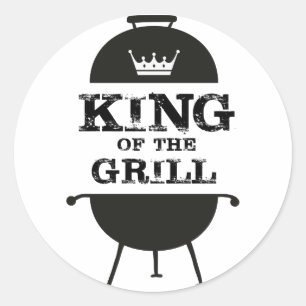 Grillkönig, Schwarz-weiße Krone Runder Aufkleber