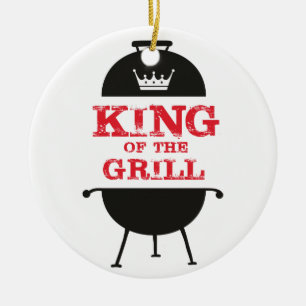 Grillkönig, Schwarz-weiße Kronenrot Keramik Ornament