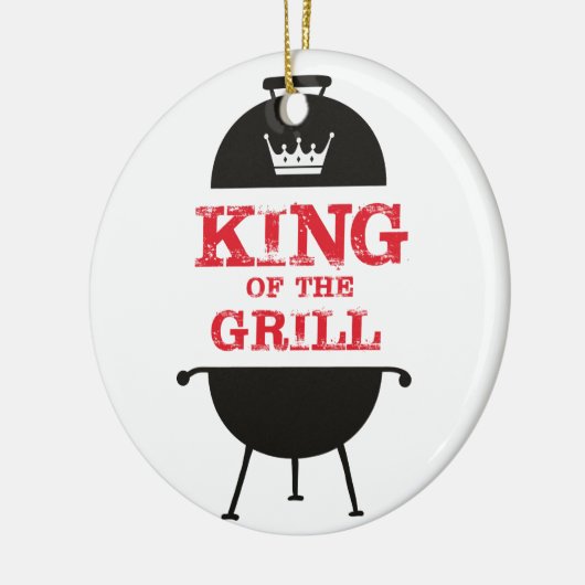 Grillkönig, Schwarz-weiße Kronenrot Keramik Ornament (Links)