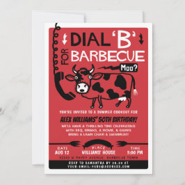 Grillküche im Sommer| Retro 60er GRILLEN Cow Einladung