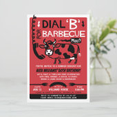 Grillküche im Sommer| Retro 60er GRILLEN Cow Einladung (Stehend Vorderseite)