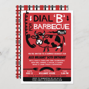 Grillküche im Sommer  Retro 60er GRILLEN Cow Einladung