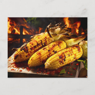 Grillmais am Spieß BBQ Postkarte