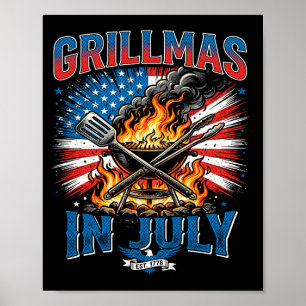 Grillmas im Juli Patriotischer Bbq-Cookout 4. Juli Poster