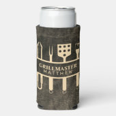 Grillmaster Grillen Imitate Leder individuelle Nam Selters Dosenkühler (Seltzer Vorderseite)