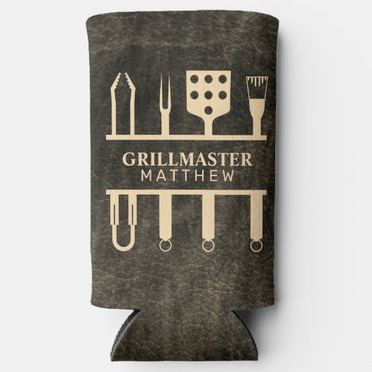 Grillmaster Grillen Imitate Leder individuelle Nam Selters Dosenkühler (Vorderseite)