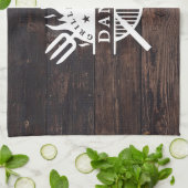 Grillmaster GRILLEN Rustic Dark Wood Print Geschirrtuch (Gefaltet)