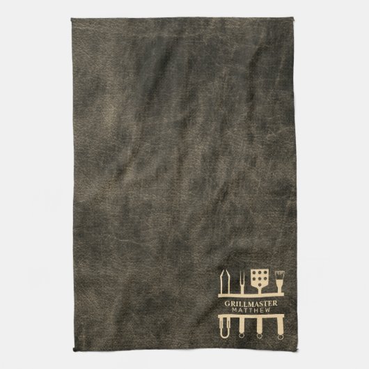 Grillmaster individuelle Name Klassik Barock Geschirrtuch (Vertikal)