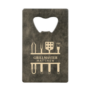Grillmaster Kunstleder klassisch individueller Nam Geldbeutel Flaschenöffner