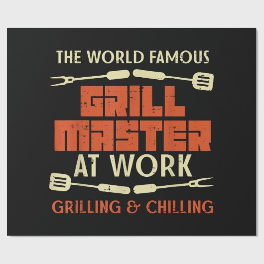 Grillmeister bei der Arbeit Grillabkühlung Funny G Geschenkpapier (Flach)