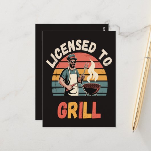 Grillmeister Dad Postkarte (Vorderseite/Rückseite Beispiel)