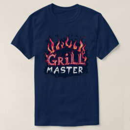 Grillmeister Flammende Barbecue-Kochkunst Typograf T-Shirt