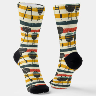 Grillmeister - GRILLEN Party Streifen Retro Muster Socken