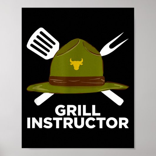 Grillmeister lustiger BBQ-Pitmaster grillender Vat Poster (Vorne)