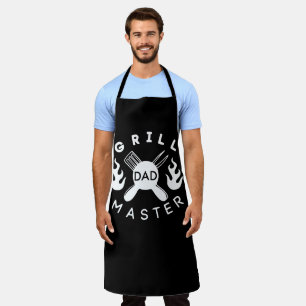 Grillmeister Papa Schwarz-Weiß-Schriftzug Schürze