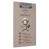 Grillmeister Skully - Vintage Skull-Illustration Klemmbrett (Rechts)