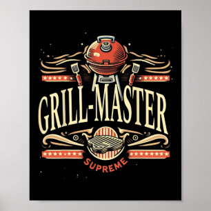 Grillmeister Supreme Bbq Lustige Grafische T-Shirt Poster